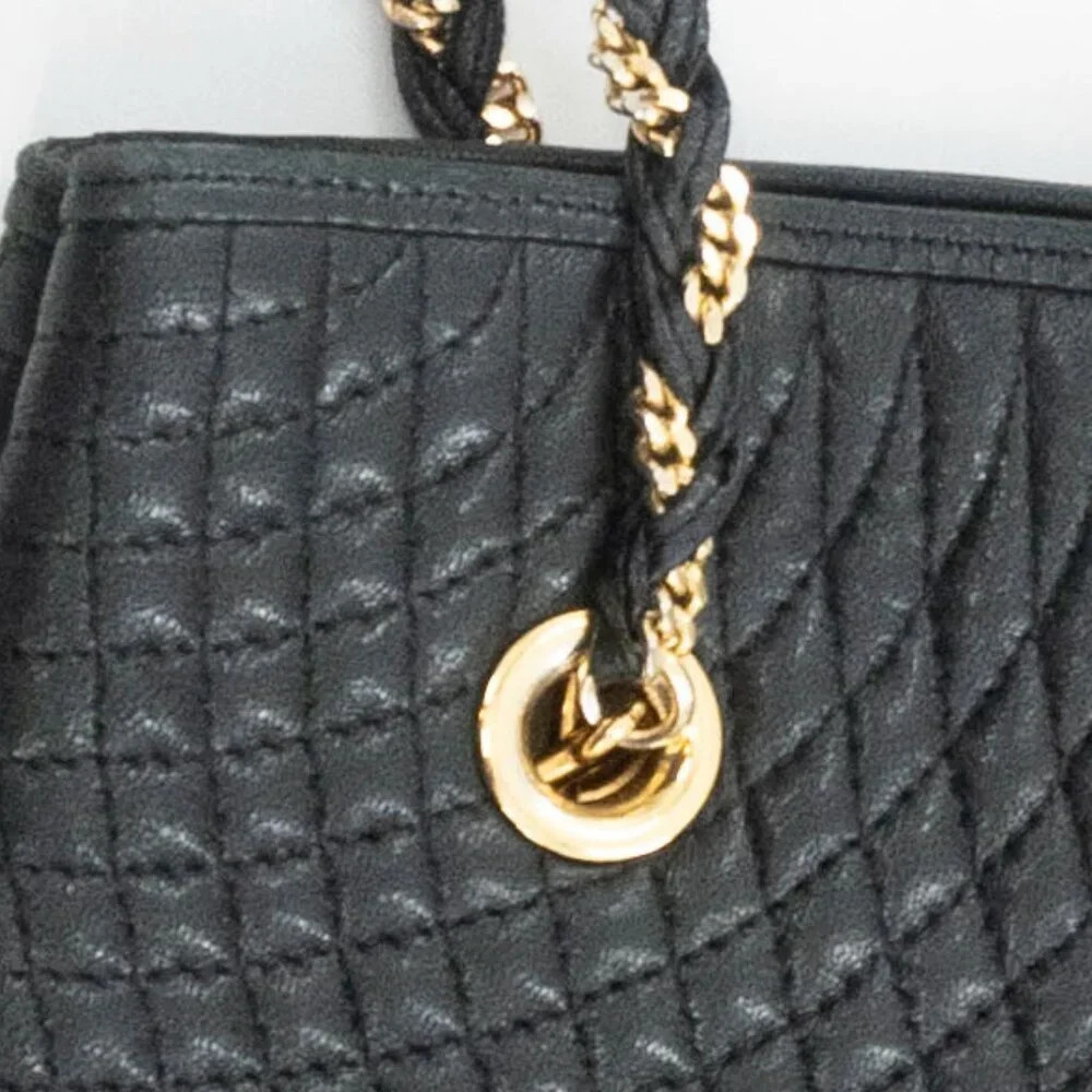 Bally Vintage Black Lamb Leather Shoulder Bag Made In Italy Diamond Quilted - Picture 12 of 12